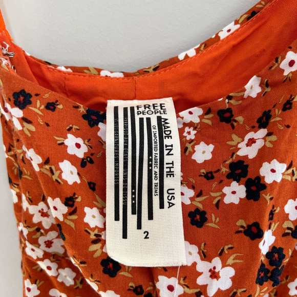 Free People Jules Orange Blue Floral One Shoulder Mini Dress, size 2 - Picture 7 of 10